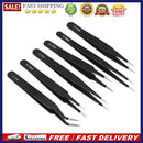6pcs Safe Stainless Steel Anti-static Tweezers Maintenance Tool Kits