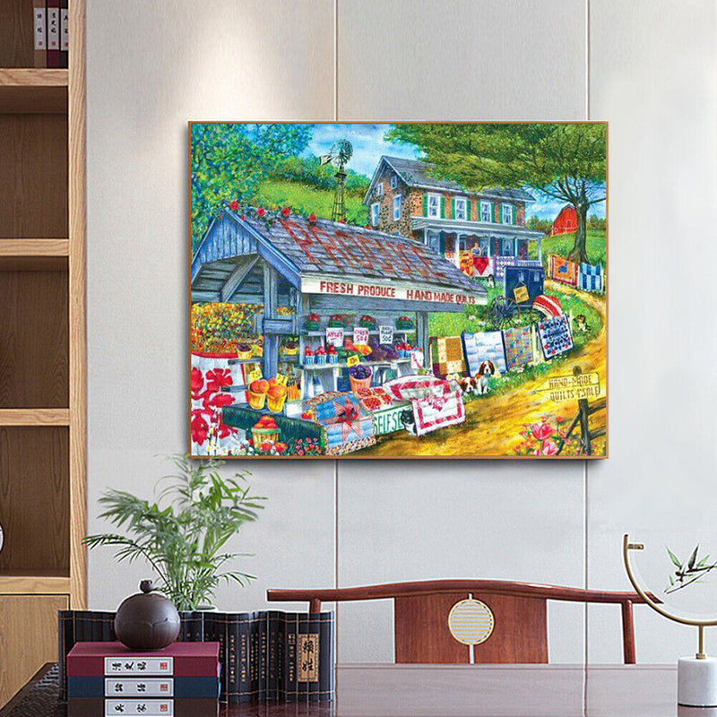 5D DIY Diamond Painting Farm Shop Full Round Drill Mosaic Art Picture Rhine