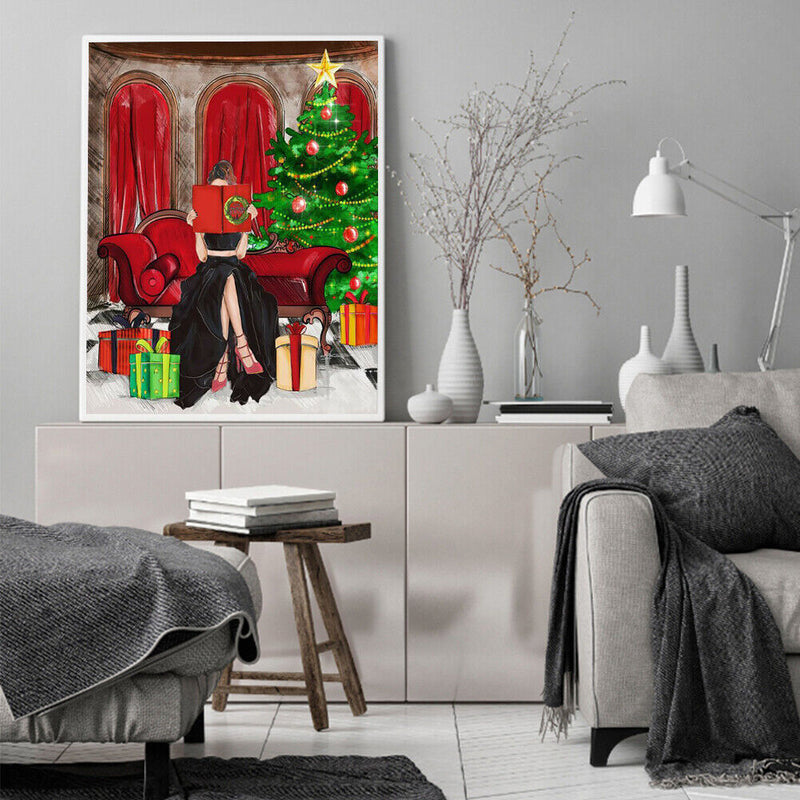 Frameless Oil Paint By Numbers DIY Girl Picture Craft Kit for Home Living Room