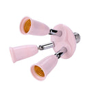 3 in 1 E27 to E27 Lamp Base Socket Splitter LED Light Bulb Holder (Pink)