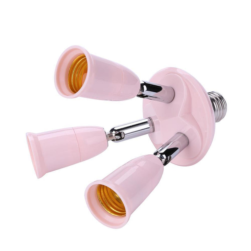 3 in 1 E27 to E27 Lamp Base Socket Splitter LED Light Bulb Holder (Pink)