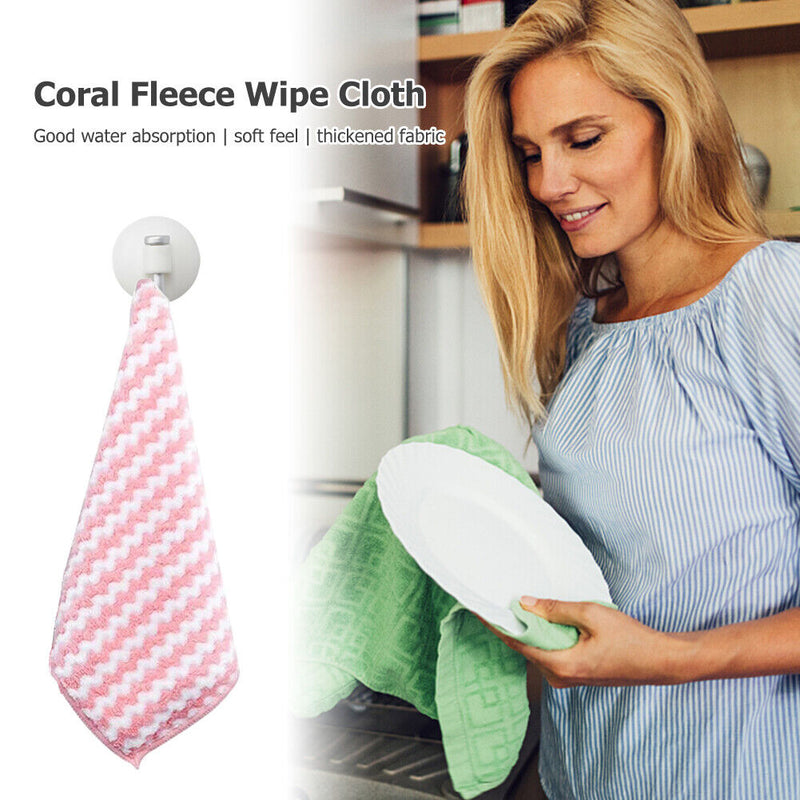 Water Ripples Clean Towel Coral Fleece Highly Absorbent Wipe Cloths (Pink) Newly