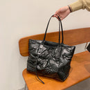 Women Fashion Cotton Large Shoulder Tote Bag Winter Pure Color Bucket Handbag