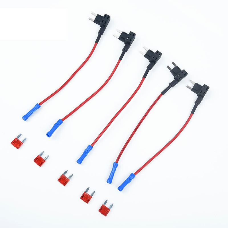 5pcs Car Mini Blade Fuse Holder Add-A-Circuit Fuse TAP Adapter with 5 Car Fuses