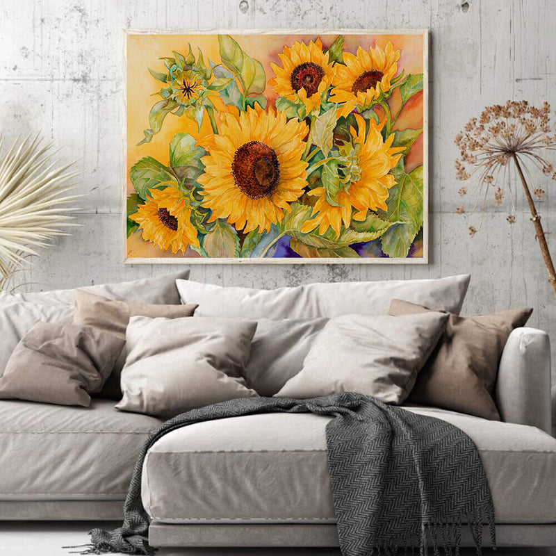 11CT Full Cross Stitch Sunflower Stamped DIY Cotton Thread Printed Needlewo