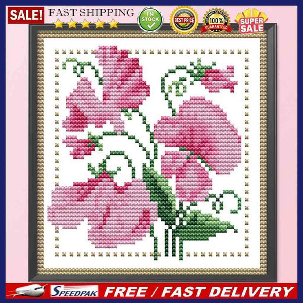 Partial Cross Stitch 14CT Cotton Thread DIY Counted Embroidery Kits Flower Gift