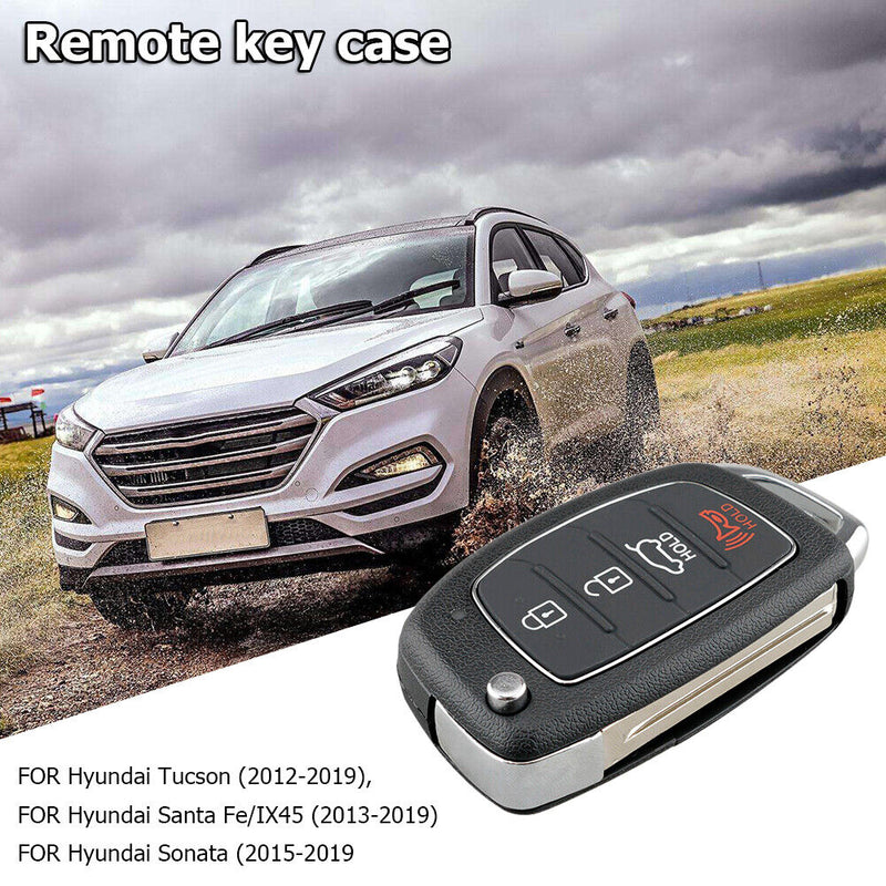 For Tucson Sonata 4 Button Flip Folding Key Case Shell with Key Blank
