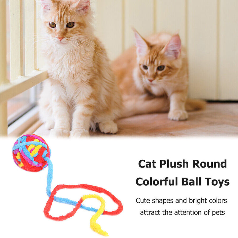 Cat Plush Colorful Ball Toys Interactive Pet Playing Molar Chew Toys (05)