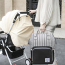 Stripes Waterproof Mummy Backpack Large USB Maternity Diaper Handbag(Black