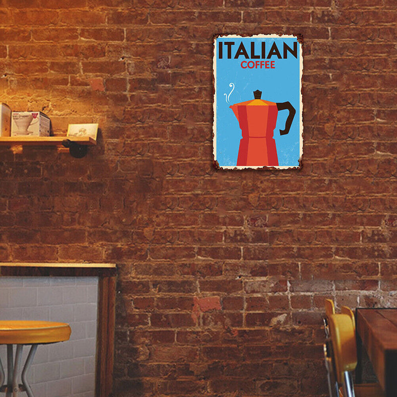 Tin Plates Wall Signs Retro Painting Italian Coffee Metal Plate Poster for Bar