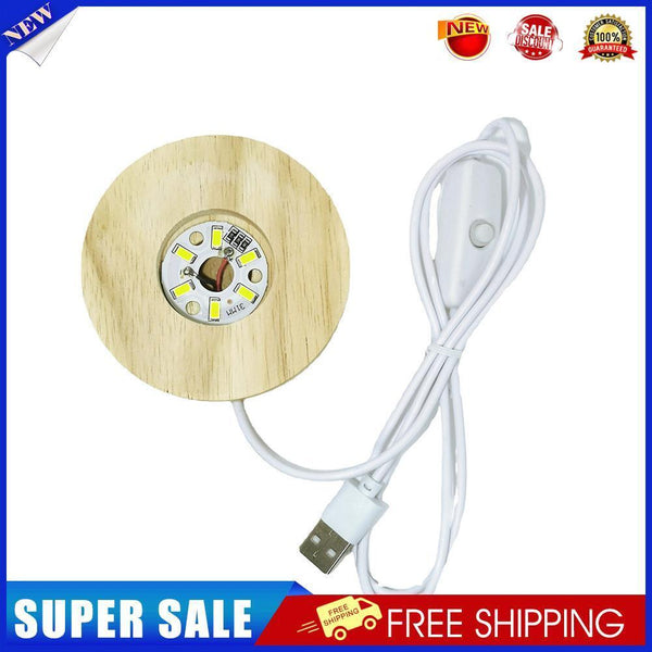 Wooden Base Night Light Crystal Ball Table Lamp Home Decor (125mm White)