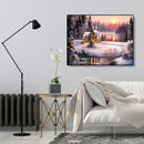 Painting By Numbers Kit DIY Snow House Hand Painted Canvas Oil Art Picture