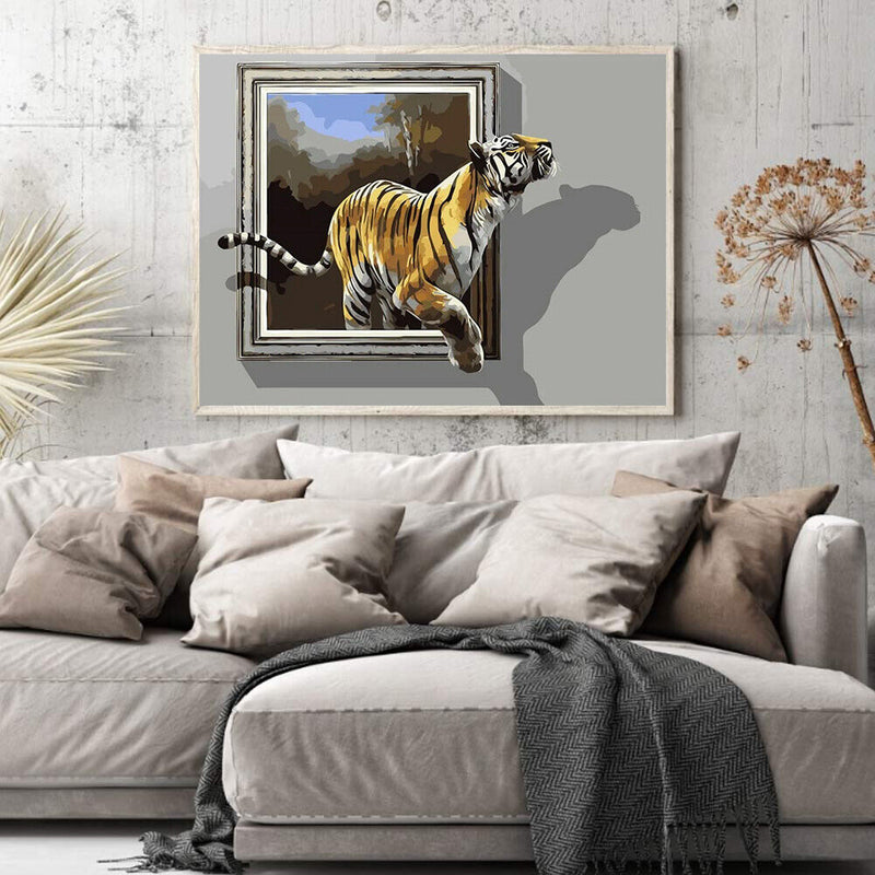 #A Tiger Oil Paint By Numbers Kit DIY Acrylic Painting on Canvas Drawing Pictu
