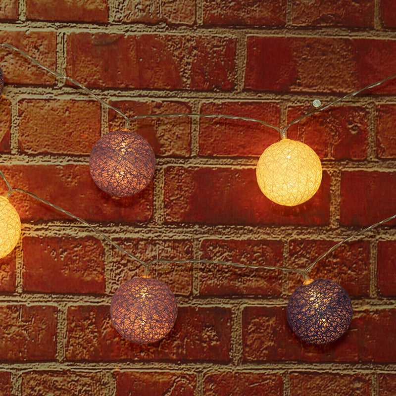 20LED Cotton Ball String Light Fairy Wedding Christmas Party Decor (Purple)