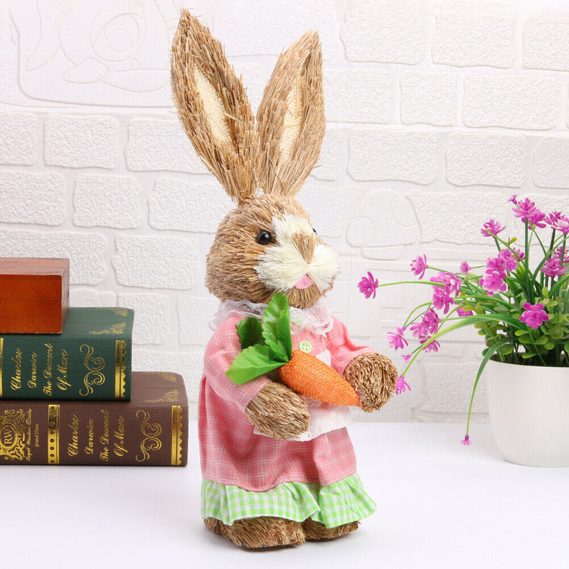 Easter Bunny Ornaments Cute Straw Simulation Rabbit Photography Props (B)