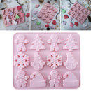 12-Cavity Christmas Snowman Silicone Mold Fondant Chocolate Cake Baking Mould