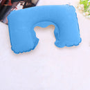 PVC U-Shaped Inflatable Air Pillows Portable Break Neck Pillow (Sky Blue) Newly