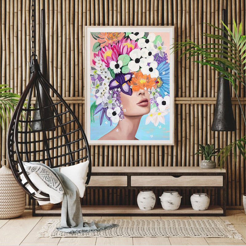 Flower Girl Oil Paint By Numbers Kits Canvas Picture Wall Art DIY Craft