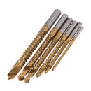 6Pcs Titanium Coated HSS Drill & Saw Carpenter Woodworking Plastic Metal