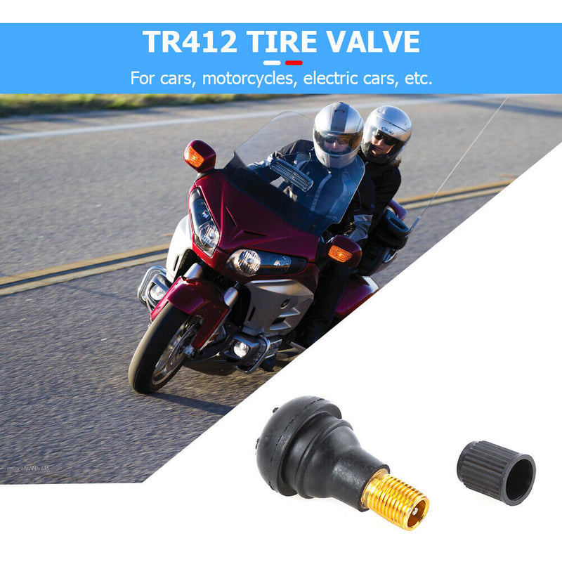 TR-412  In Shorty Black Rubber Valve Stems 100pcs TR412 Tubeless Tire Valves