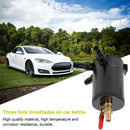 3-Port Baffled Oil Catch Can Tank 2 Inlets 1 Outlet with Drain Valve Black