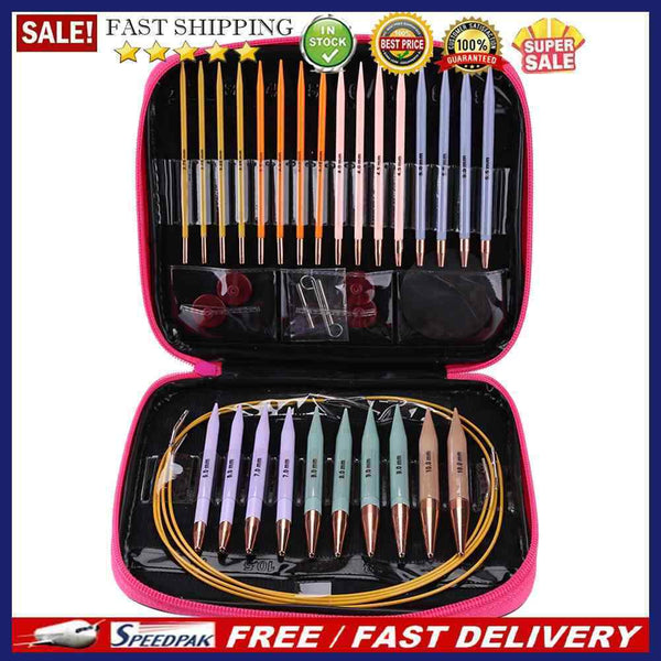 13 Pair Crochet Hook Circular Knitting Needles Set with Case DIY Art Craft