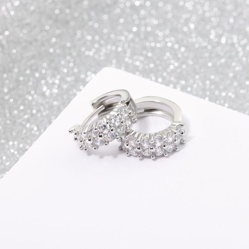 Zircon Ear Buckle Ear Piercing Double Rows Zircon Ear Stud Diamond Earrings