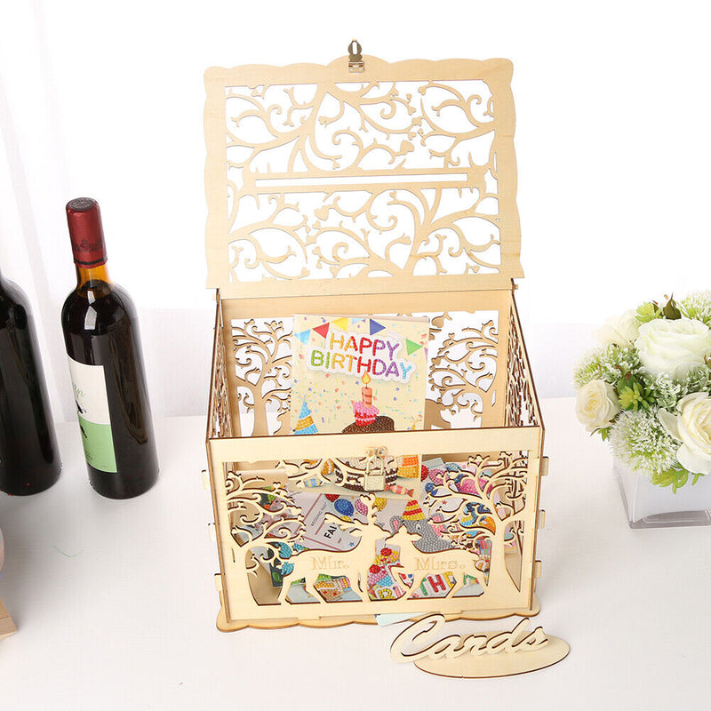 DIY Wooden Wedding Card Box Business Card Boxes Party Favor Decor (JM01367)