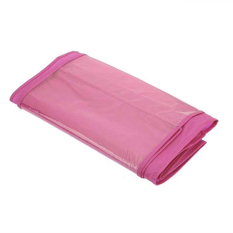 Transparent 6 Pocket Handbag Hanging Storage Bag Dust-proof Pouch (Pink)