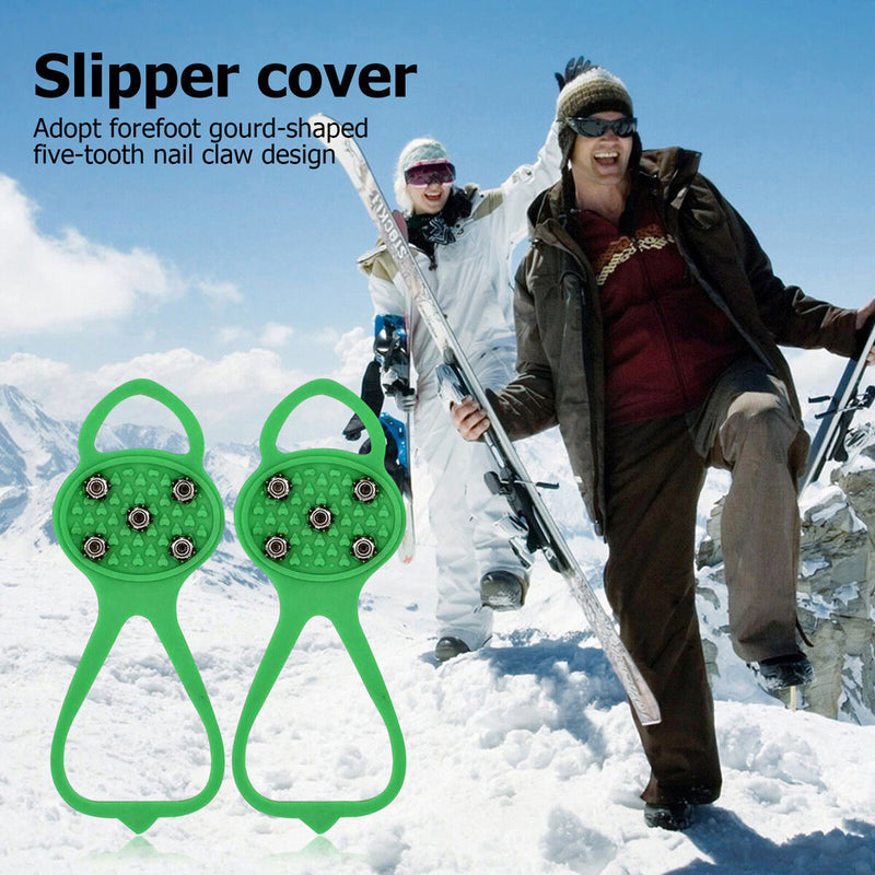Ice Walk Traction Cleats, Crampons Grippers, Anti Slip Spikes Cover (Green)