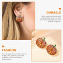 Betsey Johnson Orange Enamel Crystal Halloween Cute Pumpkin Stud Earrings  7T_