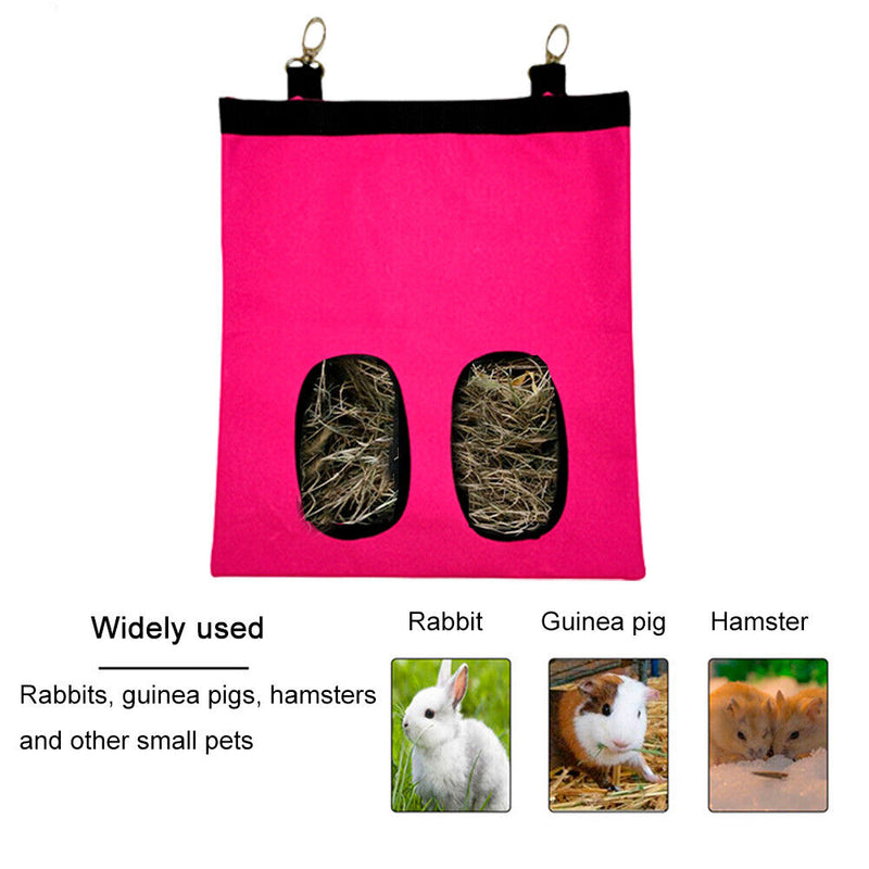 Small Animal Hanging Feeder Bag Guinea Pig Hamsters Hay Container (Pink) Newly