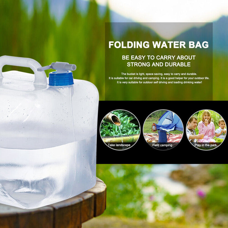Collapsible Water Container Outdoor Hiking Fishing Camping Water Bag (15L) Newly