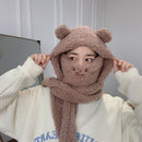 Caps Plush Winter Warm Hat Scarf Set Beanies Caps Earflap Earmuff Bear Ear Hat