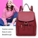 Women Solid Color Bookbag Travel Backpacks Casual PU Leather Girls School Bags