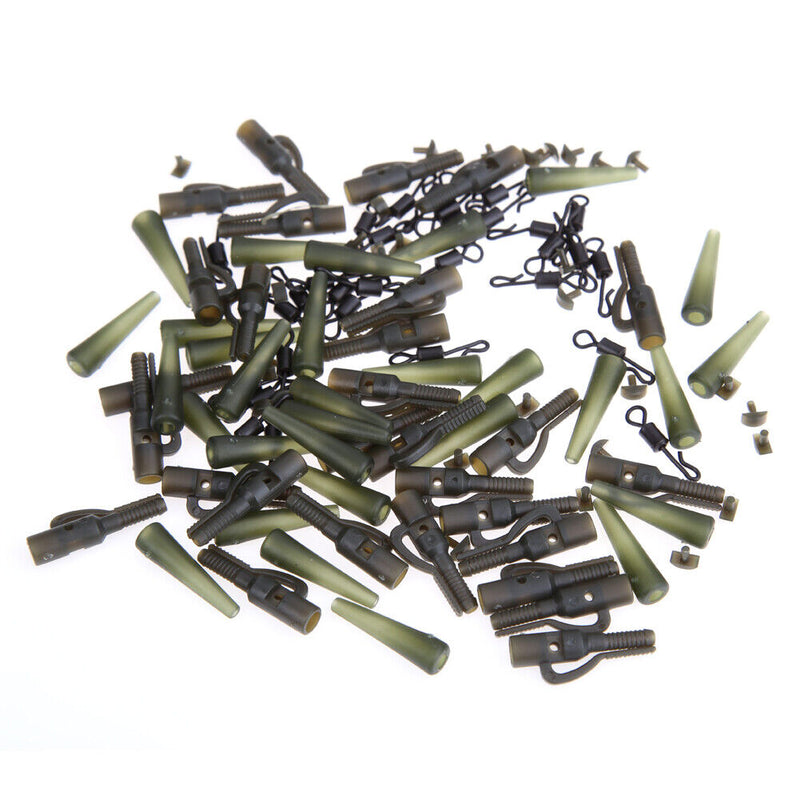 90pcs Safety Lead Clip + Size 8 Quick Change Swirl + Tail Rubber Carp Fishi