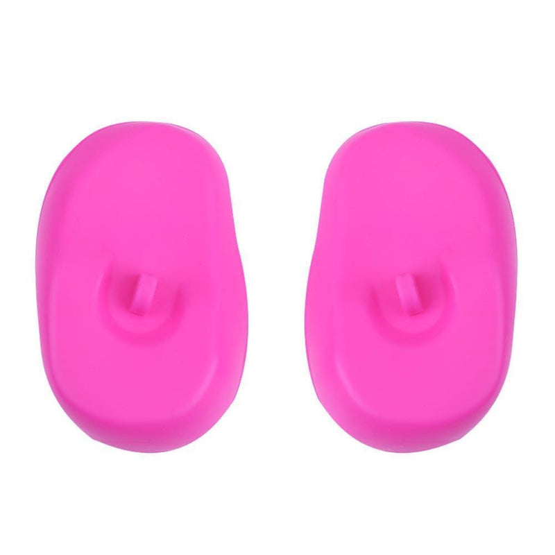 1 Pair Salon Hair Dye Silicone Ear Cover Barber Anti Staining(Rose red)