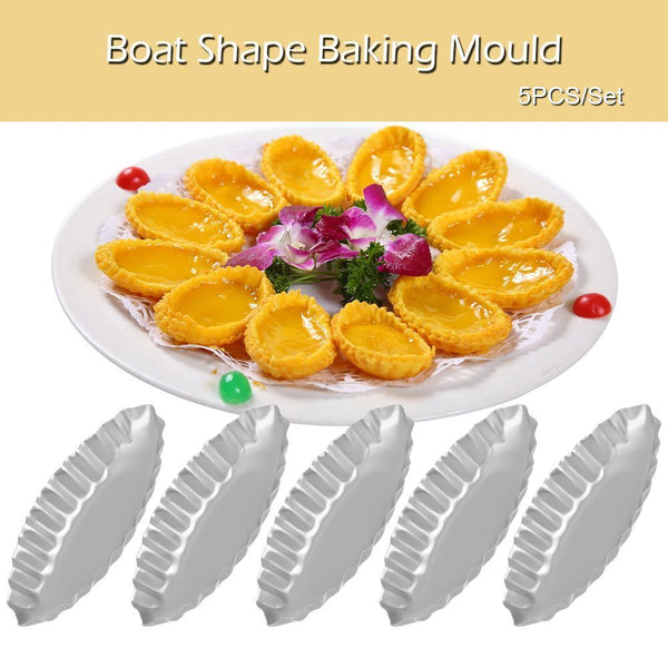 DIY Pastry Tool Aluminum Egg Tart Molds Pudding Holder Boat Shape Baking Mould