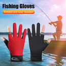 Fishing Gloves Anti-slip 2 Cut Finger Breathable Cycling Mitten (Red) Newly