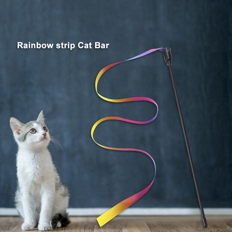 Cat Toys Funny Colorful Teasing Wand Stick Pet Cats Dogs Interactive Teaser