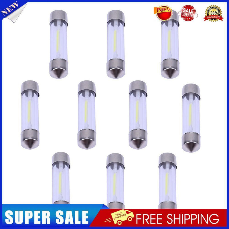 10pcs 39mm White COB LED Car Interior Glass Lens Festoon Dome Reading Light