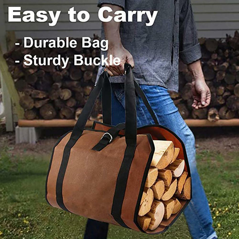 Firewood Log Carrier Bags Heavy Duty Waxed Canvas Logs Tote Bags for Indoor Tool