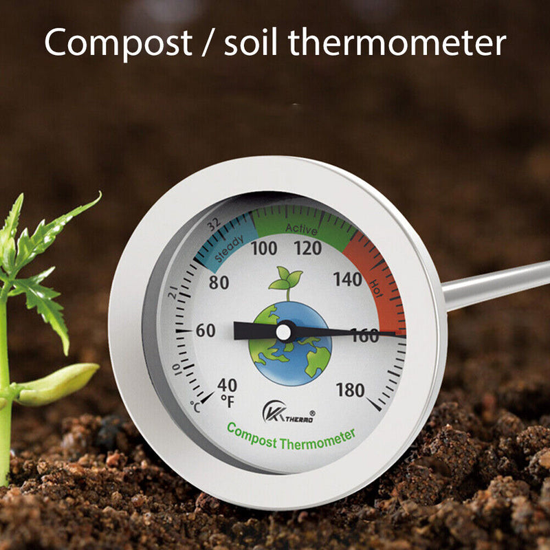 Compost Soil Tester Meter Probe Stainless Steel Thermometer Temperature Monitor