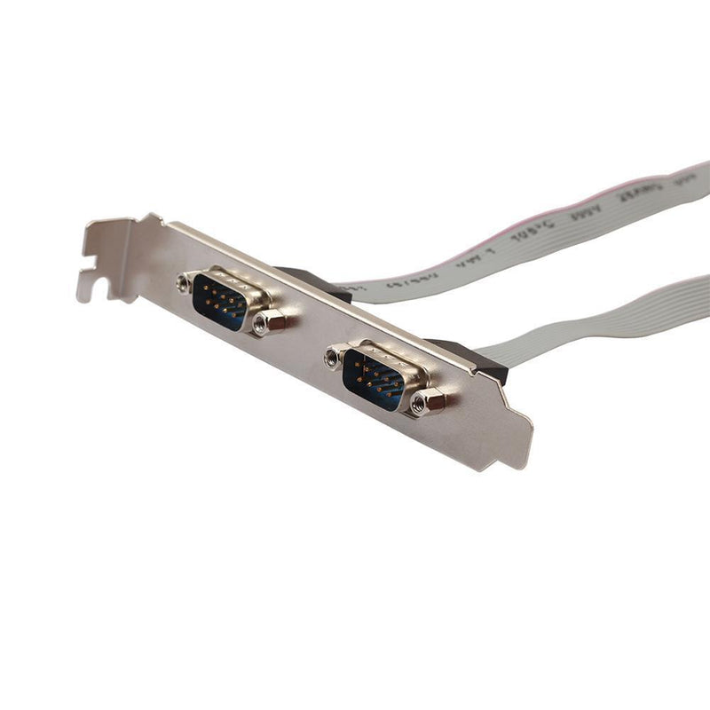 2-Port Serial RS232 DB9 Male COM Port to IDC 10pin Cable w/ Bracket