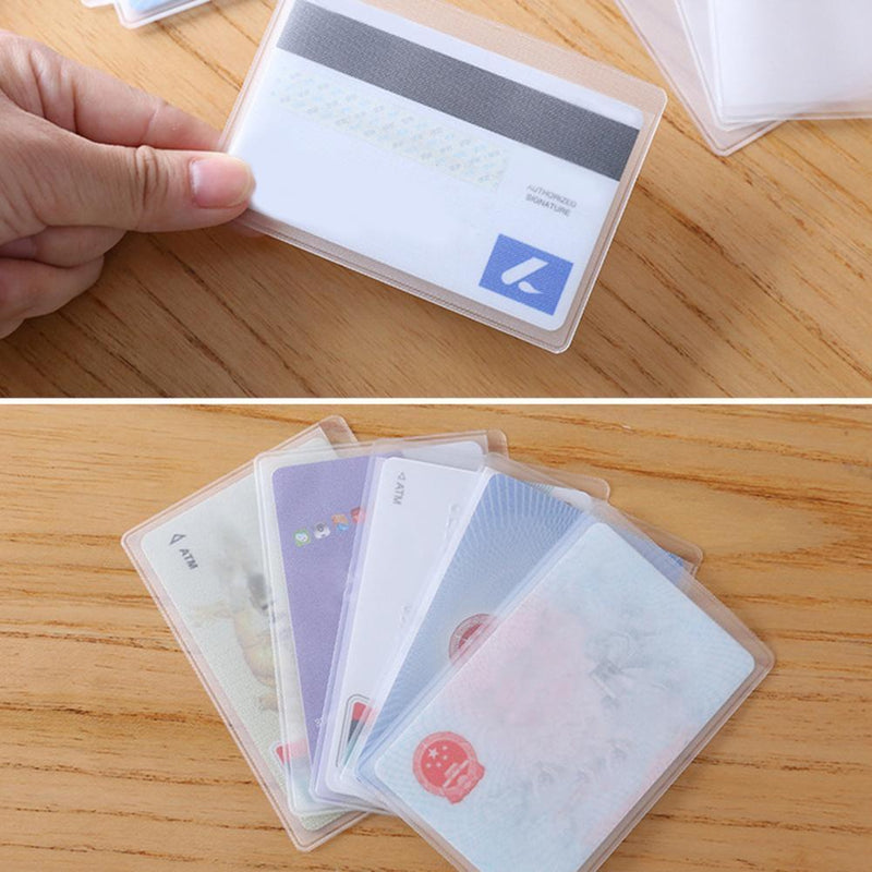 100pcs PVC Card Sleeve ID Badge Case Bank Credit Cards Holder Protector