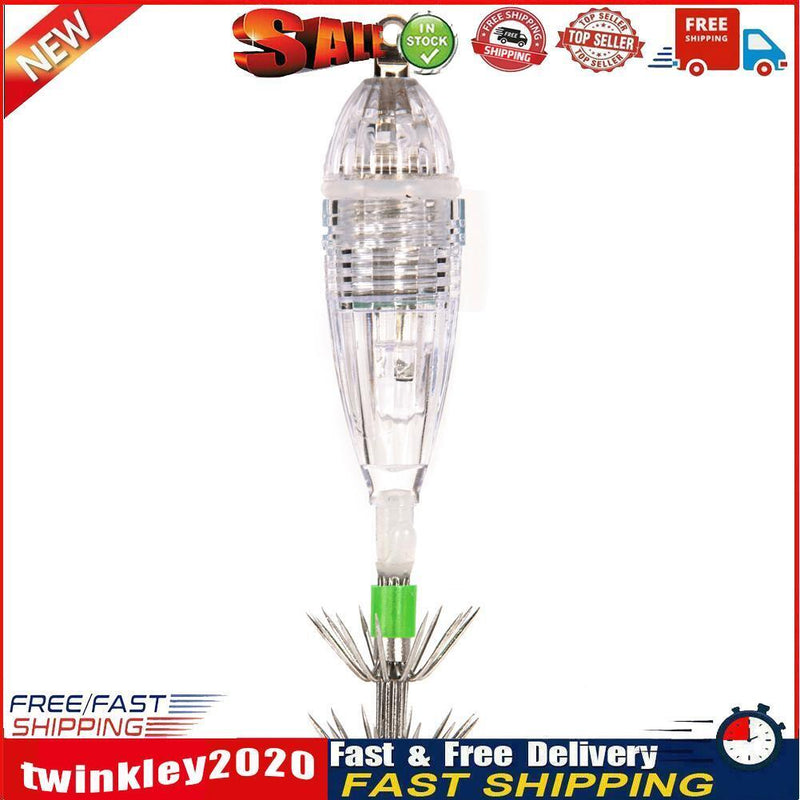 Button Battery Operated LED Light Fishing Lure Squid Hook Light (White) Newly