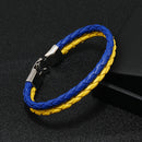 Ukraine Flag Bracelet Men Women Braided Woven Leather Blue Yellow Bangles Newly