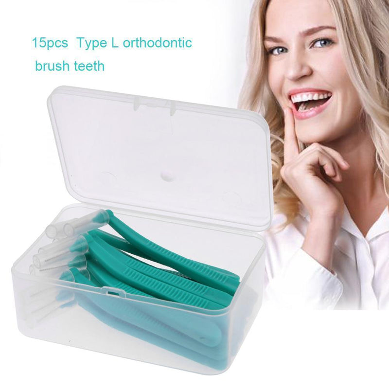 15pcs L Shape Tooth Interdental Brush Oral Care Cleaning Orthodontic Brush