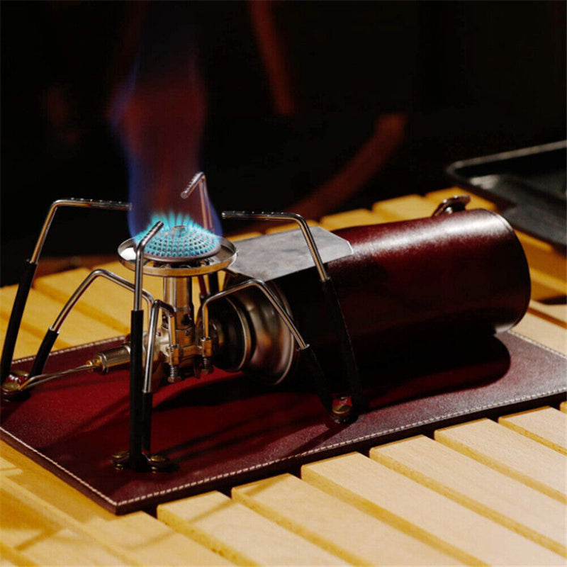 Vegetable Tanned Leather Outdoor Camping Pad for SOTO 310 Stove (Wine Red)