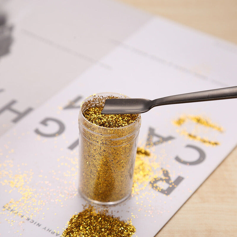 Stainless Steel Cuticle Pusher Double Headed Spoon Nail Art Cleaner (Black)